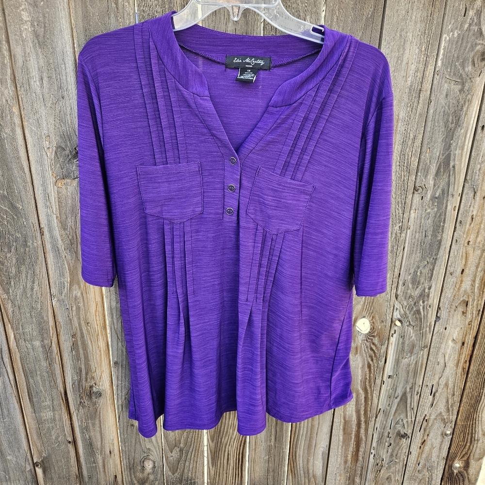 Elie Mccarthy Vibrant Purple Blouse Sizw 1X